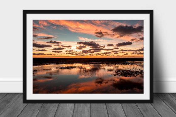 Blackpool Crepuscular Clouds Photography Print In Black Frame
