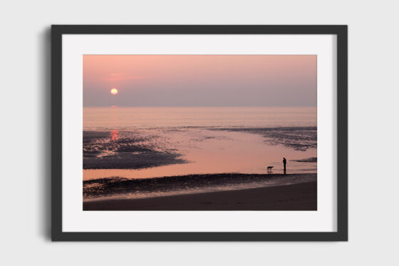 Blackpool Sunset Silhouettes Photography Print In Black Frame