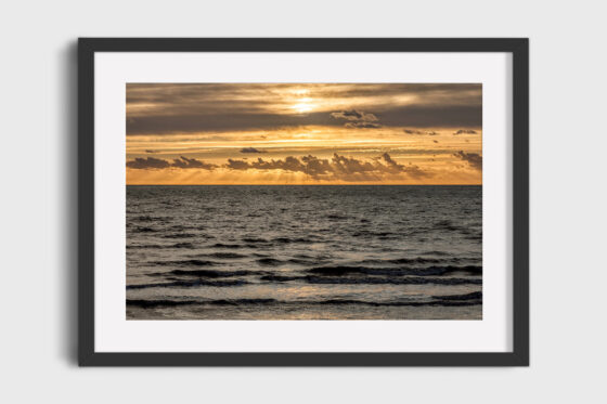 Seaside Sun Rays Photography Print In Black Frame