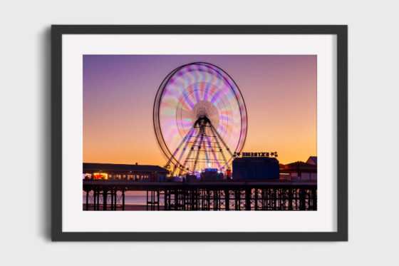 Blackpool Central Pier Wheel Photography Print In Black Frame